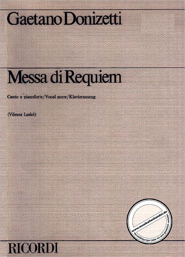Titelbild für NR 131956 - MESSA DI REQUIEM