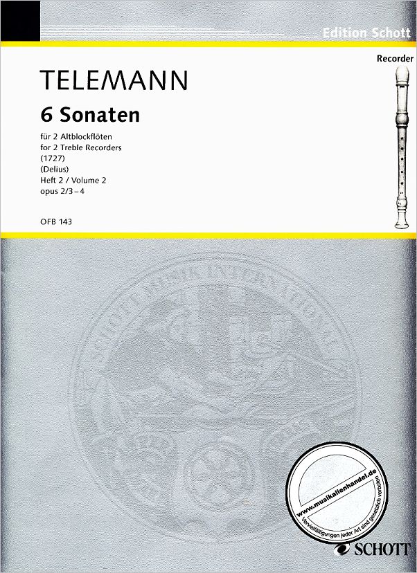 Titelbild für OFB 143 - 6 Sonaten op. 2 (1727) Nr. 3-4 Vol. 2