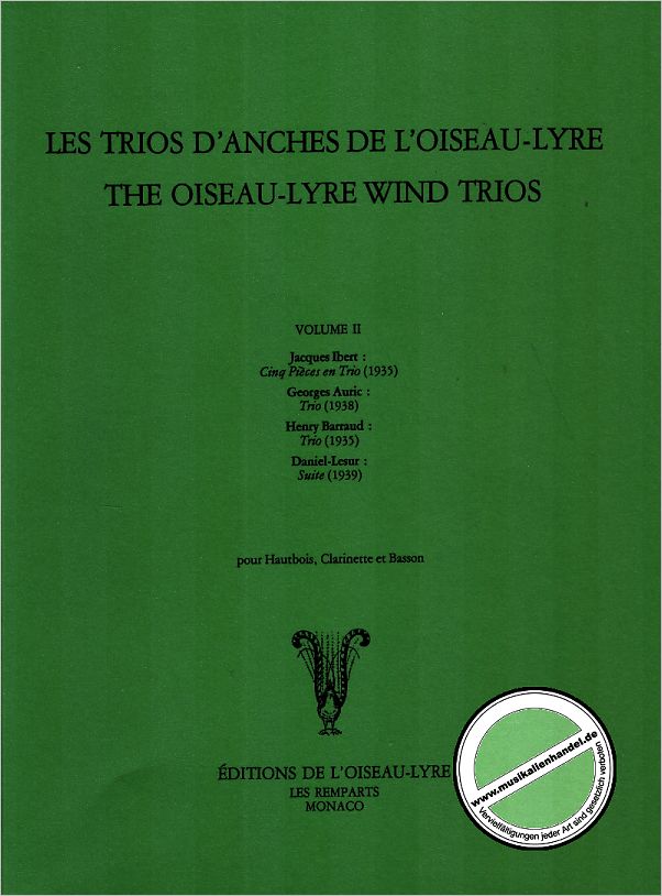 Titelbild für OISEAU 937 - LES TRIOS D'ANCHES DE L'OISEAU LYRE 2