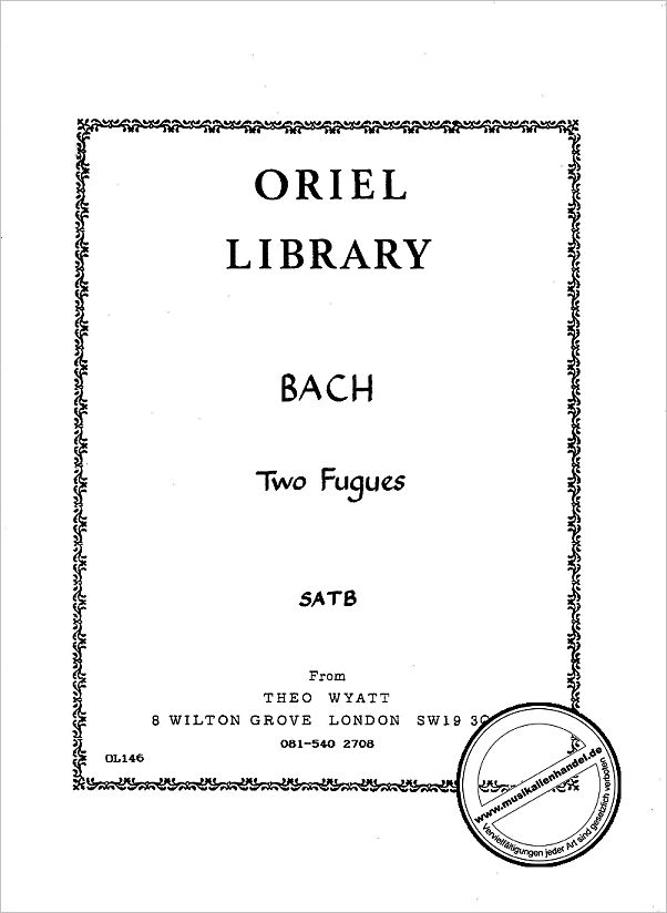 Titelbild für ORIEL -OL146 - 2 FUGEN