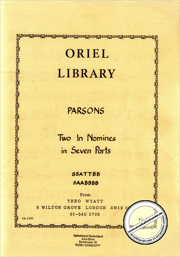 Titelbild für ORIEL -OL150 - 2 IN NOMINES IN 7 PARTS