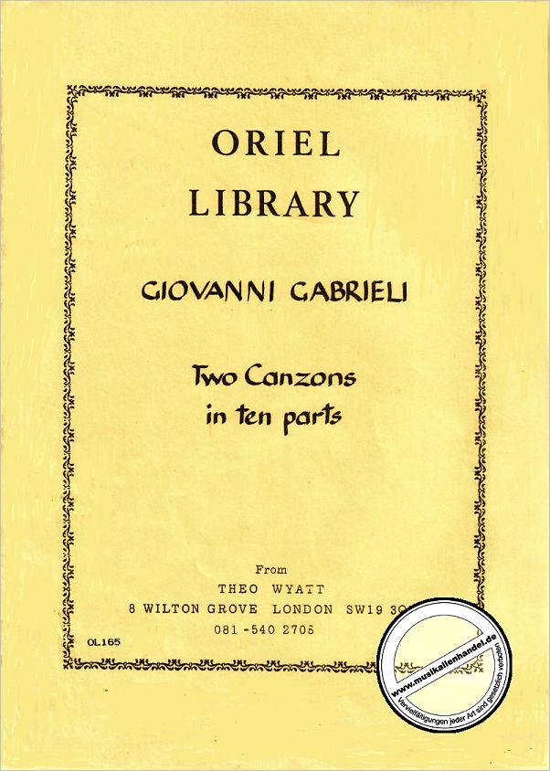 Titelbild für ORIEL -OL165 - 2 CANZONAS