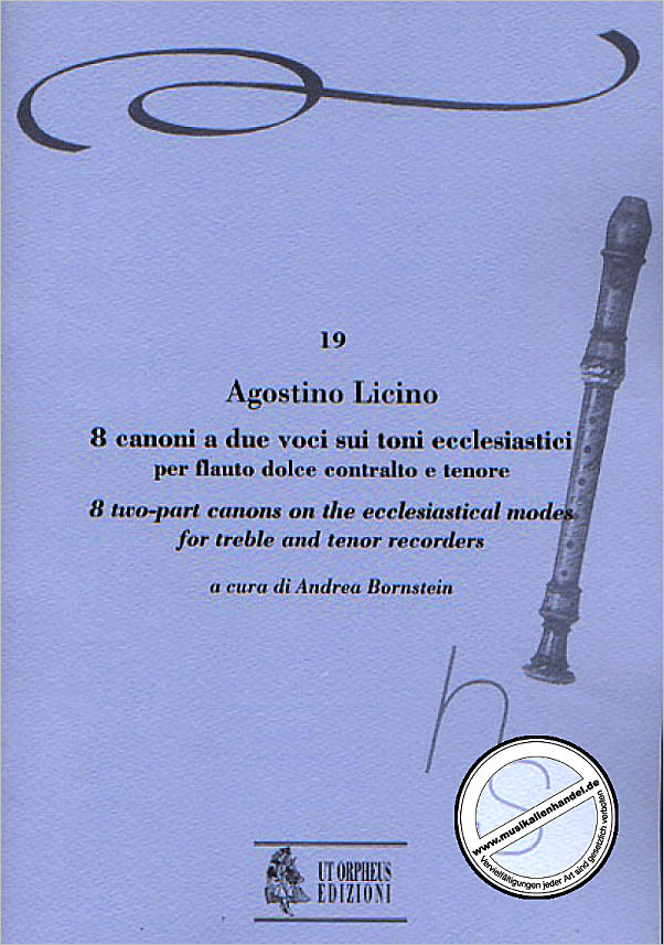 Titelbild für ORPHEUS -HS19 - 8 CANONI A DUE VOCI SUI TONI ECCLESIASTICI