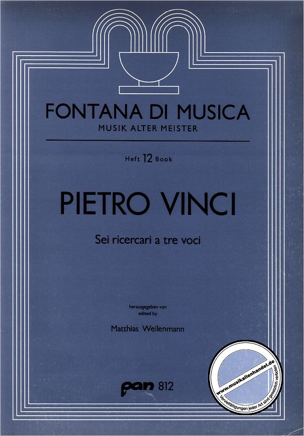 Titelbild für PAN 812 - 6 RICERCARI A 3 VOCI (IL SECONDO LIBRO DE MOTETTI E RICERCARI)