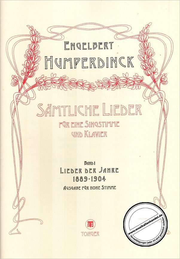 Titelbild für PJT 3060-1 - SAEMTLICHE LIEDER 1 - LIEDER DER JAHRE 1889-1904