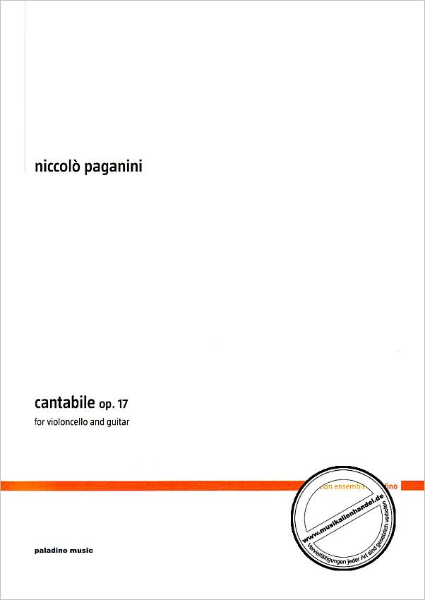 Titelbild für PM0006 - PAGANINI - CANTABILE OP 17