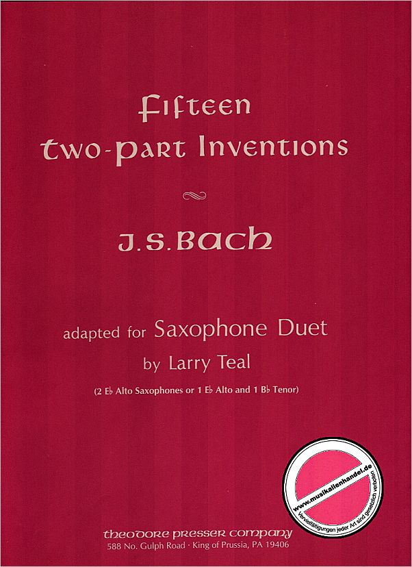 Titelbild für PRESSER 414-41081 - ZWEISTIMMIGE INVENTIONEN BWV 772-786