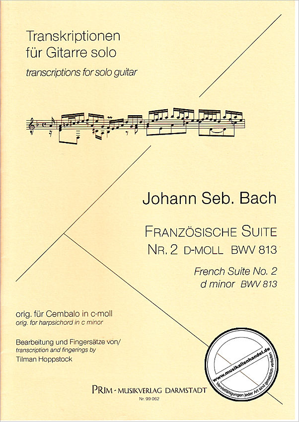 Titelbild für PRIM 99062 - FRANZOESISCHE SUITE 2 D-MOLL BWV 813 (CEMB)