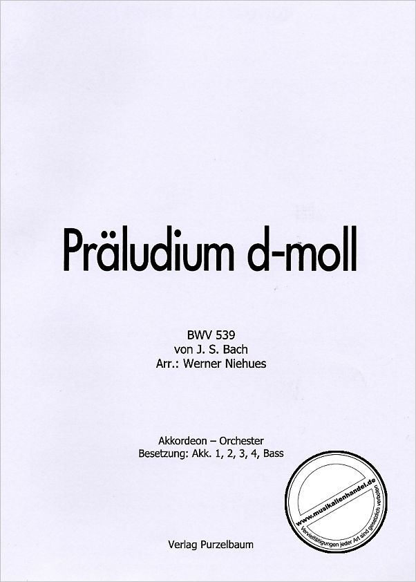 Titelbild für PURZ 40301-P - PRAELUDIUM D-MOLL