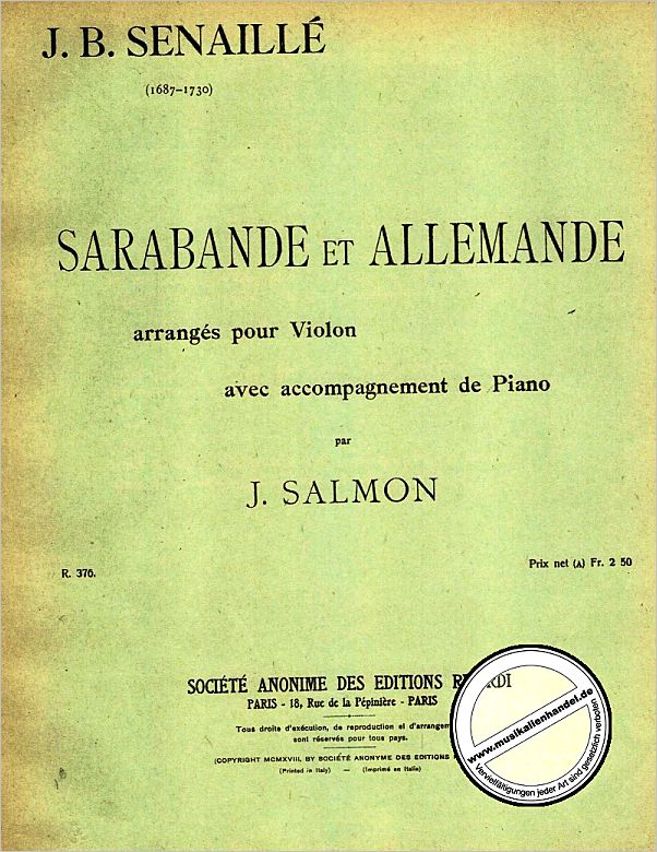 Titelbild für R 376 - SARABANDA ET ALLEMANDE
