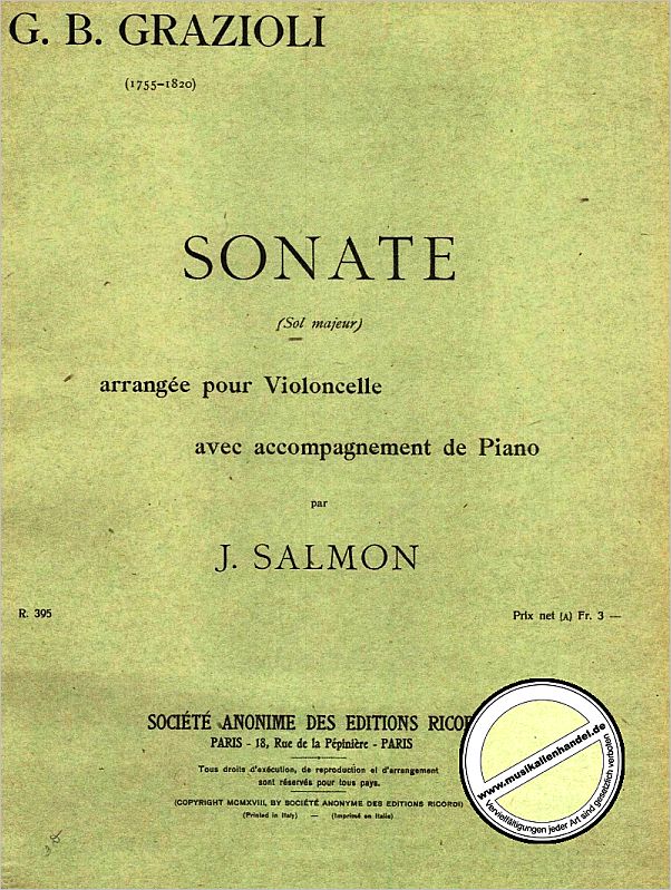 Titelbild für R 395 - SONATE G-DUR