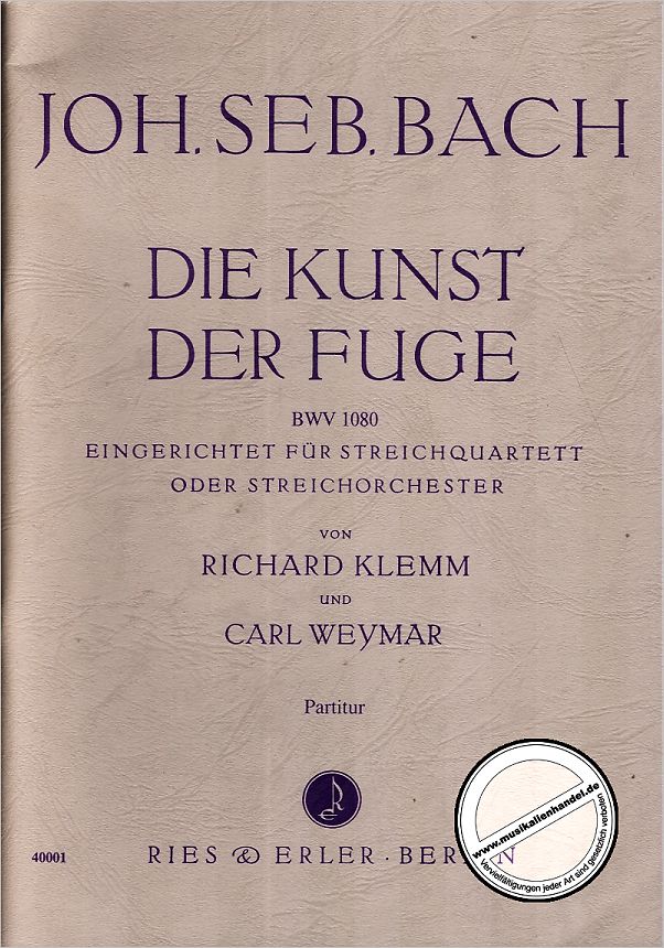 Titelbild für RE 40001 - KUNST DER FUGE BWV 1080