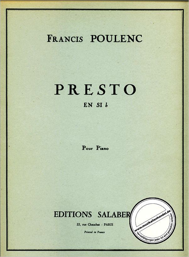 Titelbild für SALABERT 14886 - PRESTO IN B