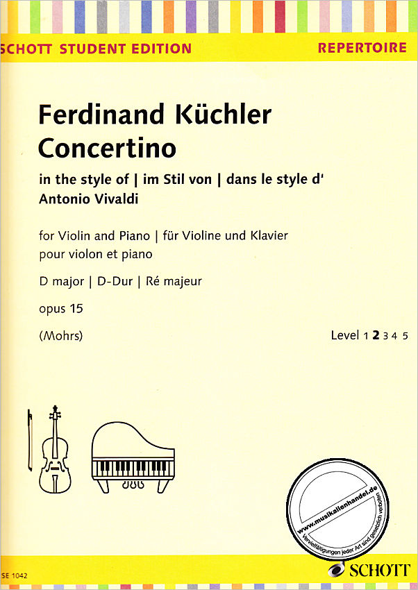 Titelbild für SE 1042 - Concertino D-Dur op 15 im Stil von Vivaldi