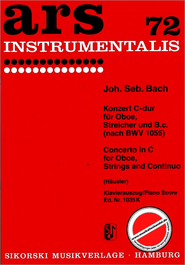 Titelbild für SIK 1035-K - KONZERT C-DUR BWV 1055 - OB STR