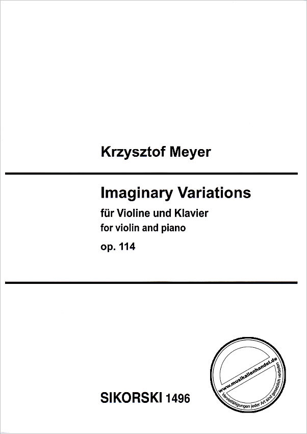 Titelbild für SIK 1496 - IMAGINARY VARIATIONS OP 114