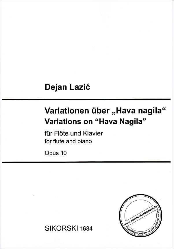 Titelbild für SIK 1684 - VARIATIONEN UEBER HAVA NAGILA OP 10