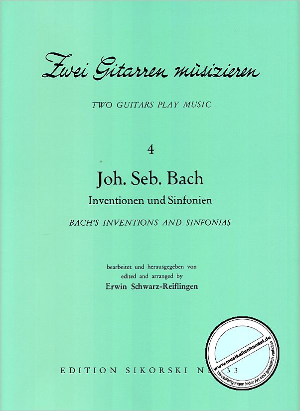 Titelbild für SIK 533 - INVENTIONEN + SINFONIEN BWV 772-801