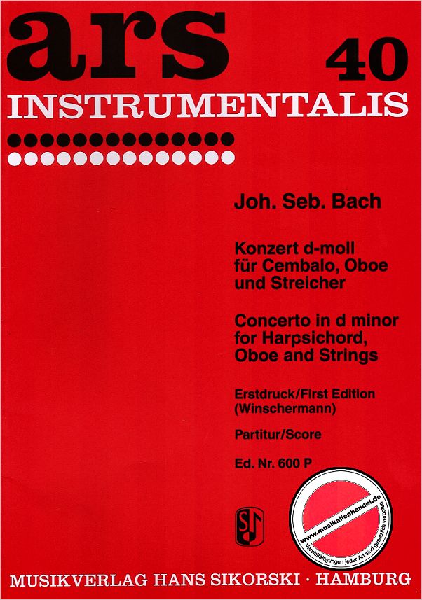 Titelbild für SIK 600-P - KONZERT D-MOLL BWV 1059