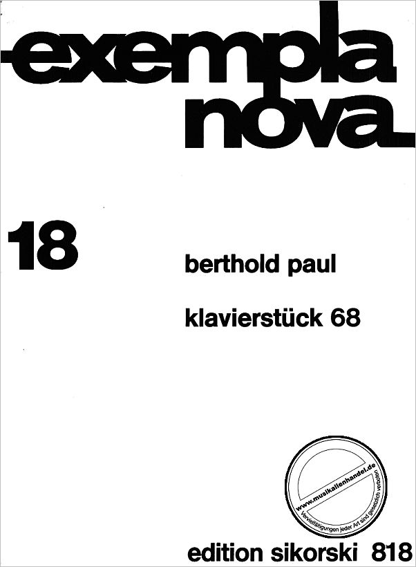 Titelbild für SIK 818 - KLAVIERSTUECK 1968 OP 10