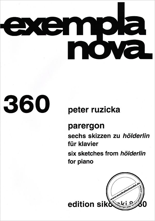Titelbild für SIK 8560 - PARERGON - 6 SKIZZEN ZU HOELDERLIN