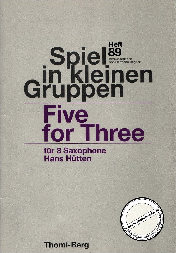 Titelbild für SKG 89 - FIVE FOR THREE