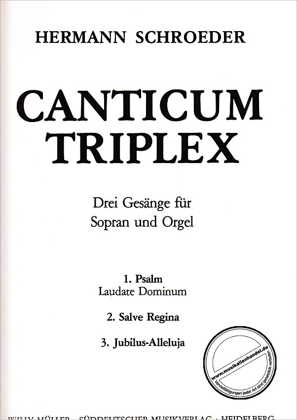Titelbild für SM 1884 - CANTICUM TRIPLEX DREI GESAENGE