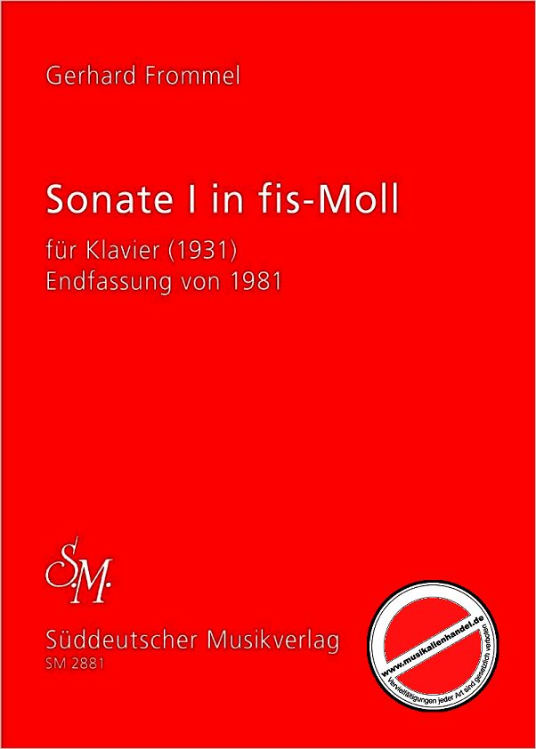 Titelbild für SM 2881 - SONATE 1 FIS-MOLL