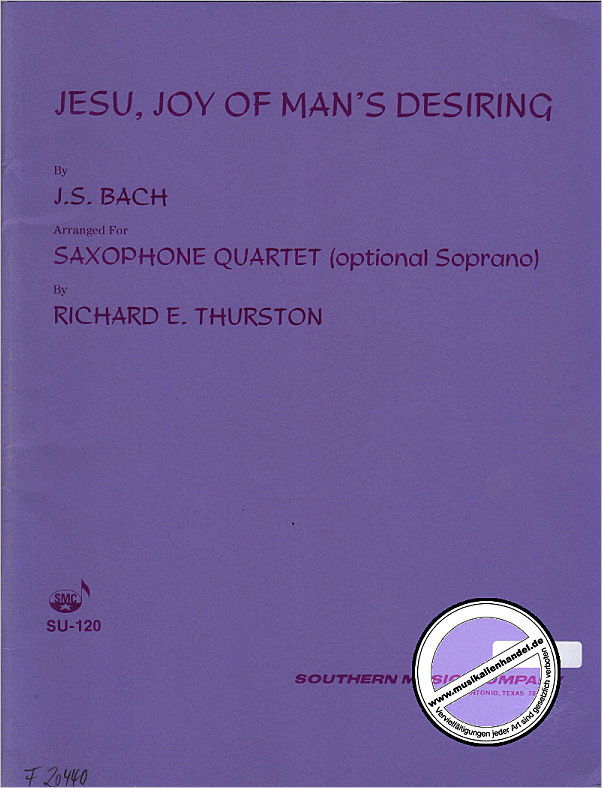 Titelbild für SOU SU120 - JESUS BLEIBET MEINE FREUDE (KANTATE BWV 147)