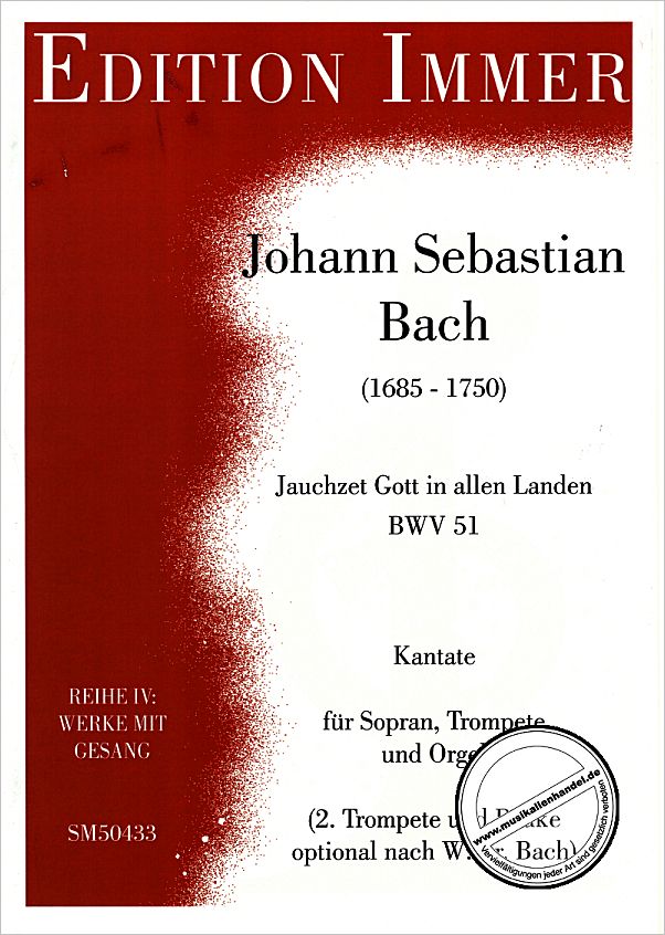 Titelbild für SPAETH 50433 - KANTATE 51 JAUCHZET GOTT IN ALLEN LANDEN BWV 51