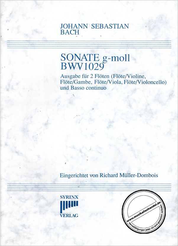 Titelbild für SYRINX 8 - SONATE G-MOLL BWV 1029