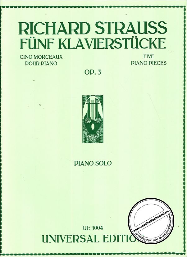 Titelbild für UE 1004 - 5 KLAVIERSTUECKE OP 3