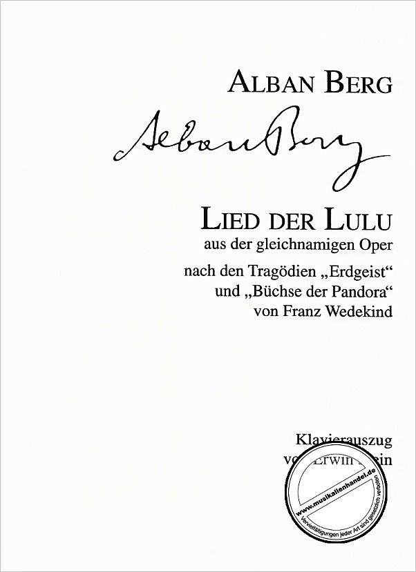 Titelbild für UE 10229 - LIED DER LULU