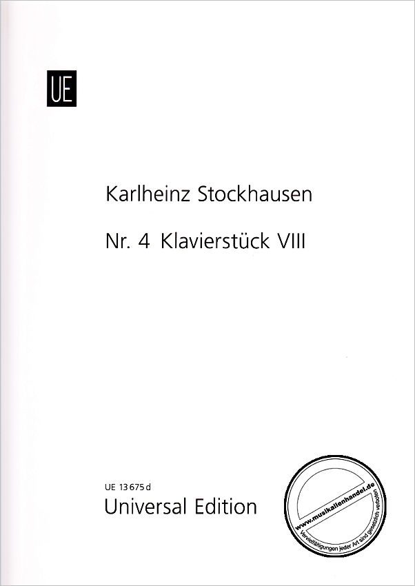 Titelbild für UE 13675D - KLAVIERSTUECK VIII NR 4 (1954)