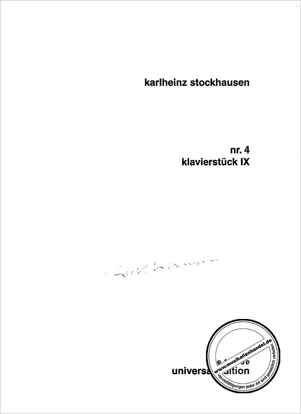 NR KLAVIERSTUECK von Stockhausen Karlheinz UE 13675E Noten