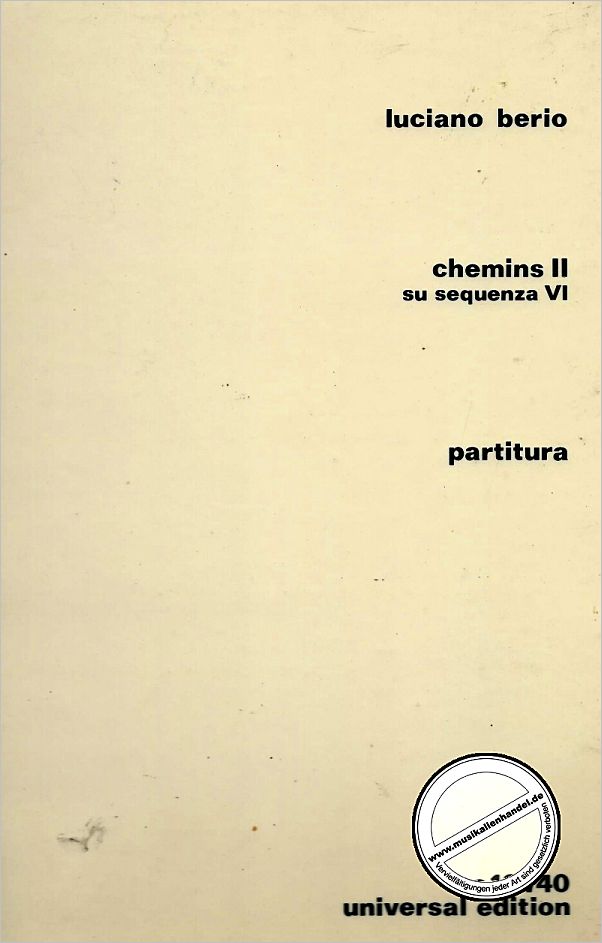 Titelbild für UE 13740 - CHEMINS II SU SEQUENZA VI
