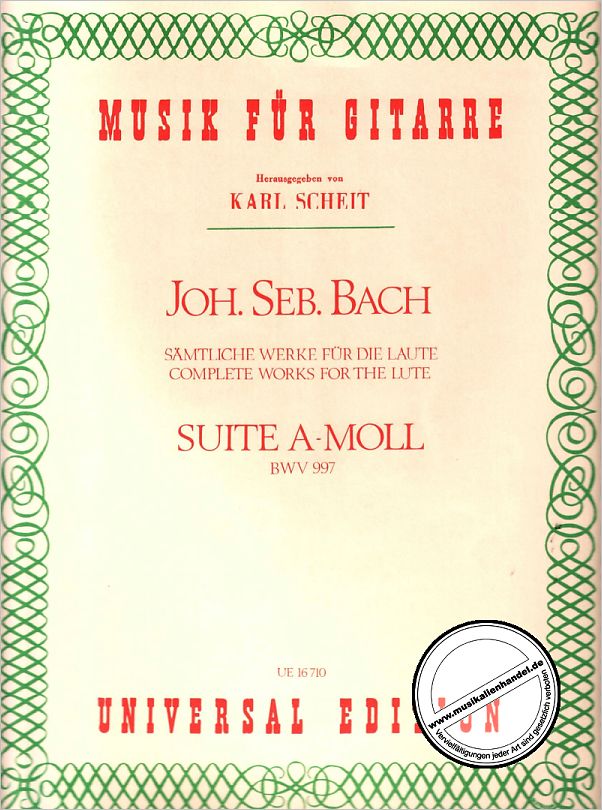 Titelbild für UE 16710 - SUITE A-MOLL BWV 997
