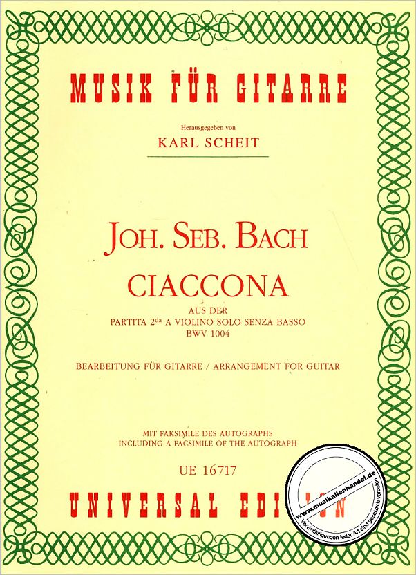 Titelbild für UE 16717 - CIACCONA (BWV 1004)