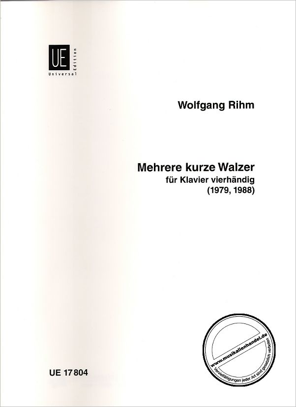 Titelbild für UE 17804 - MEHRERE KURZE WALZER