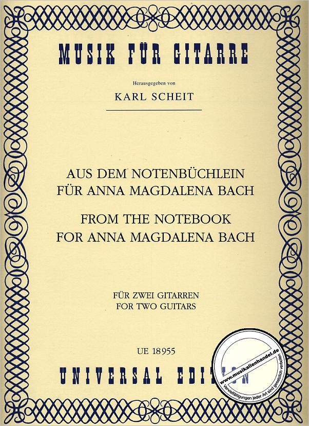 Titelbild für UE 18955 - AUS DEM NOTENBUECHLEIN FUER ANNA MAGDALENA BACH