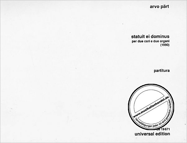 Titelbild für UE 19671 - STATUIT EI DOMINUS (1990)
