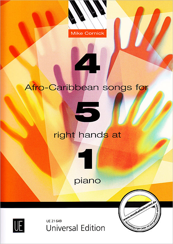 Titelbild für UE 21649 - 4 AFRO CARIBBEAN SONGS FOR 5 RIGHT HANDS AT 1 PIANO