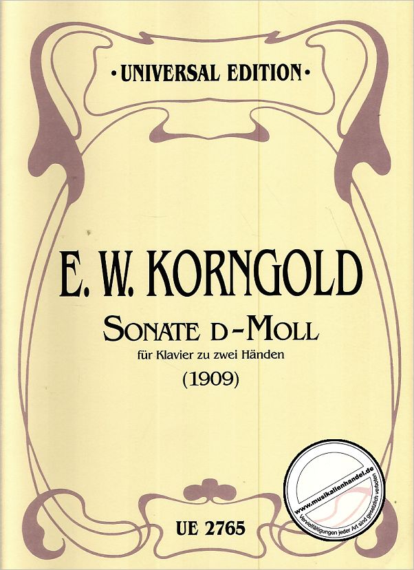 Titelbild für UE 2765 - SONATE D-MOLL (1909)