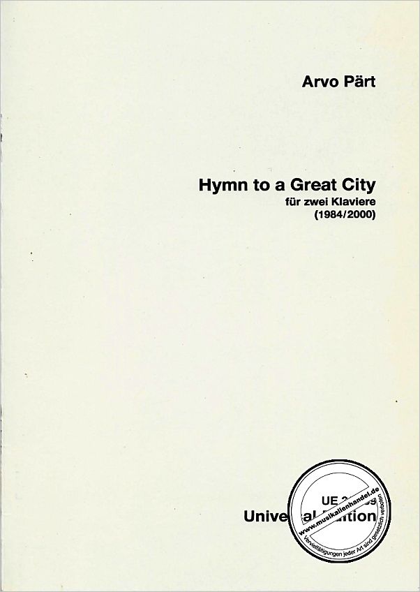 Titelbild für UE 30439 - HYMN TO A GREAT CITY