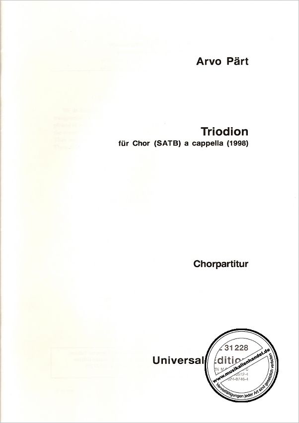 Titelbild für UE 31228 - TRIODION