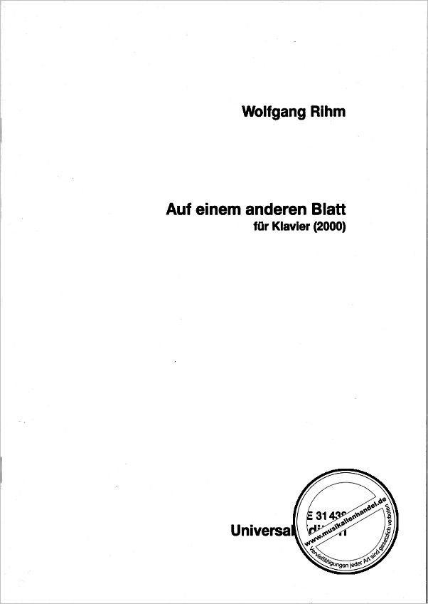 Titelbild für UE 31438 - AUF EINEM ANDEREN BLATT