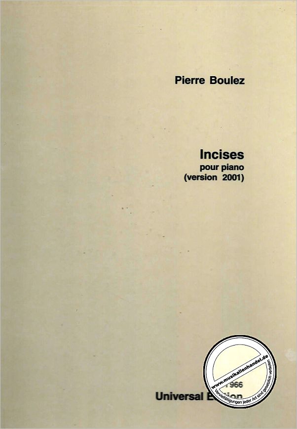 Titelbild für UE 31966 - INCISES FOR PIANO