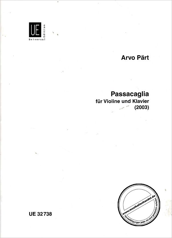 Titelbild für UE 32738 - PASSACAGLIA