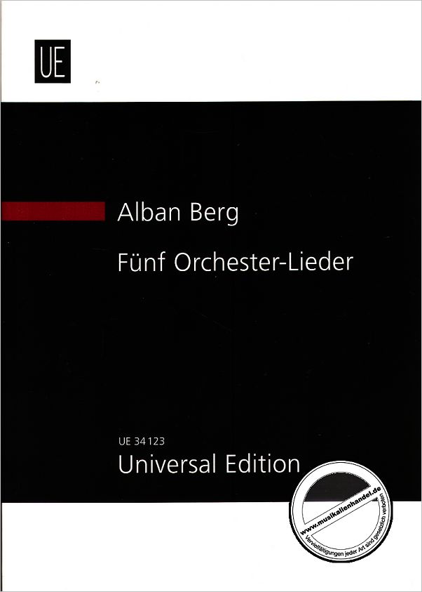 Titelbild für UE 34123 - 5 Orchester-Lieder für mittlere Stimme und Orchester op. 4 (1912)