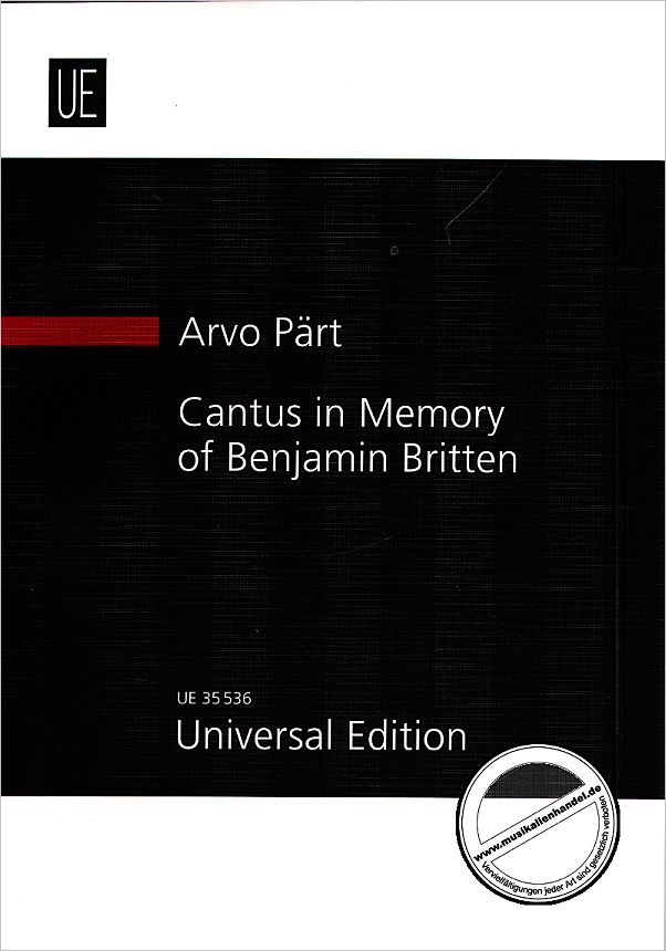Titelbild für UE 35536 - CANTUS IN MEMORY OF BENJAMIN BRITTEN